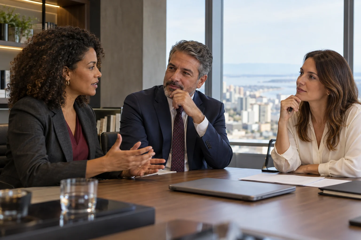 Pessoas de negócios conversando em uma reunião — imagem ilustrativa